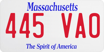 MA license plate 445VA0