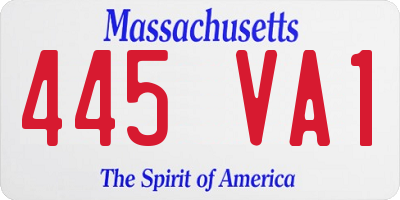 MA license plate 445VA1
