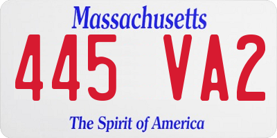 MA license plate 445VA2