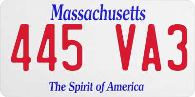 MA license plate 445VA3