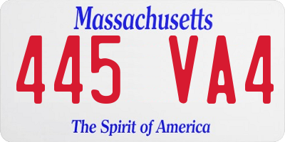 MA license plate 445VA4