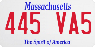 MA license plate 445VA5