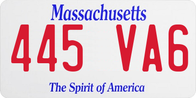 MA license plate 445VA6