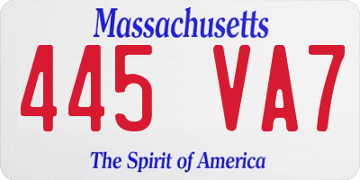 MA license plate 445VA7