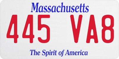 MA license plate 445VA8