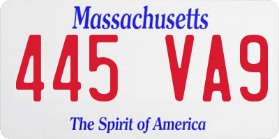 MA license plate 445VA9