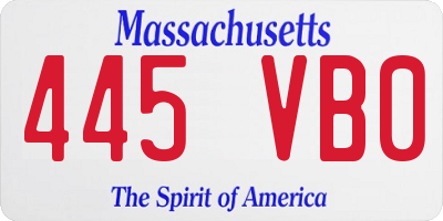 MA license plate 445VB0