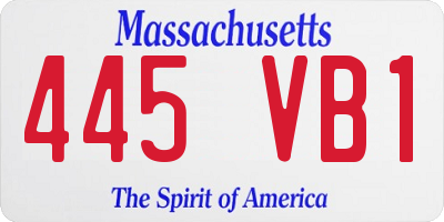 MA license plate 445VB1