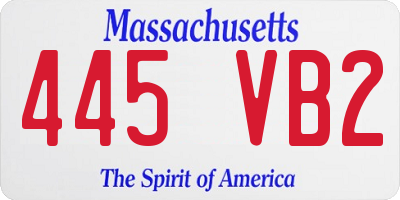 MA license plate 445VB2