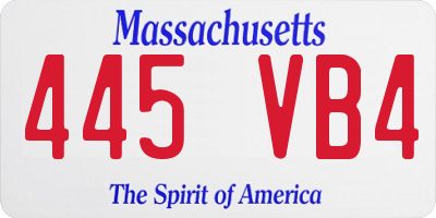 MA license plate 445VB4