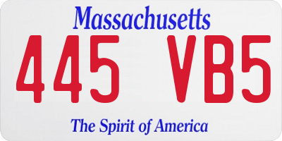 MA license plate 445VB5