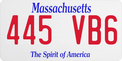 MA license plate 445VB6