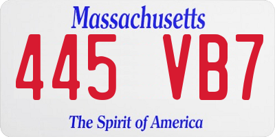 MA license plate 445VB7