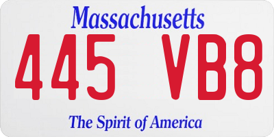 MA license plate 445VB8