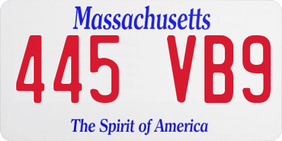MA license plate 445VB9