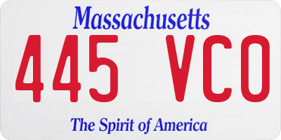MA license plate 445VC0