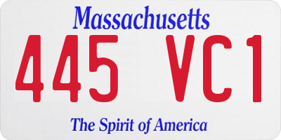 MA license plate 445VC1