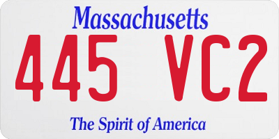 MA license plate 445VC2