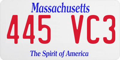 MA license plate 445VC3