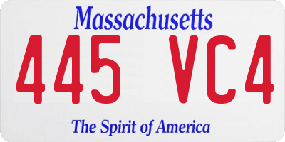 MA license plate 445VC4