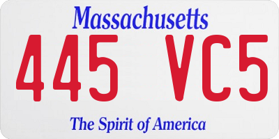 MA license plate 445VC5