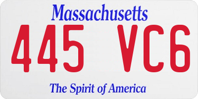 MA license plate 445VC6