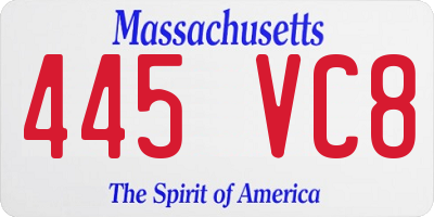 MA license plate 445VC8