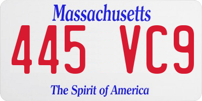MA license plate 445VC9