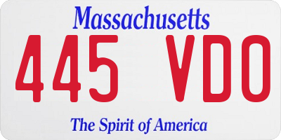 MA license plate 445VD0