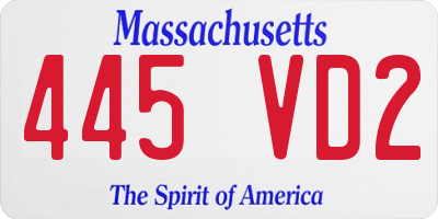 MA license plate 445VD2