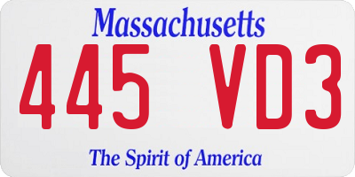 MA license plate 445VD3
