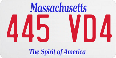 MA license plate 445VD4