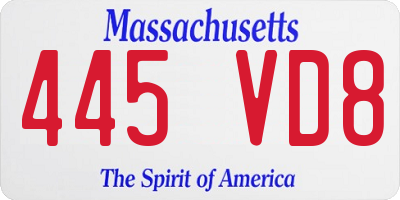 MA license plate 445VD8