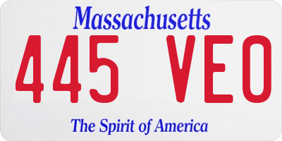 MA license plate 445VE0