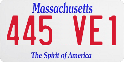 MA license plate 445VE1