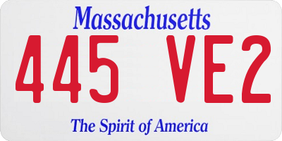 MA license plate 445VE2