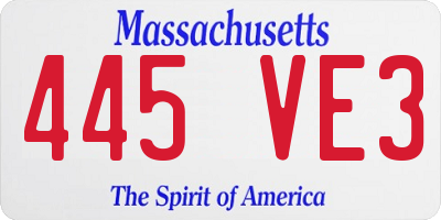 MA license plate 445VE3