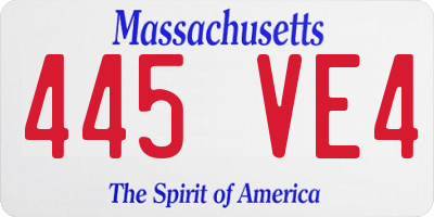 MA license plate 445VE4