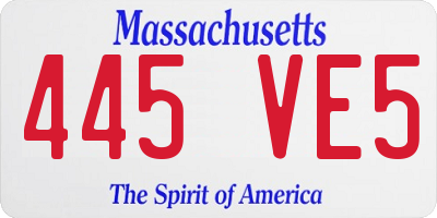 MA license plate 445VE5