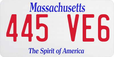 MA license plate 445VE6
