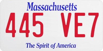 MA license plate 445VE7