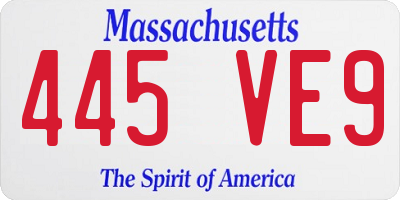 MA license plate 445VE9
