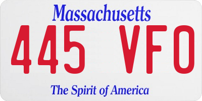 MA license plate 445VF0