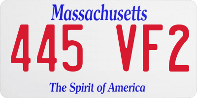 MA license plate 445VF2