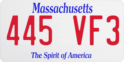 MA license plate 445VF3