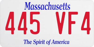 MA license plate 445VF4
