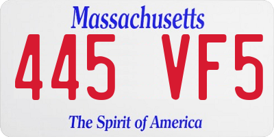 MA license plate 445VF5