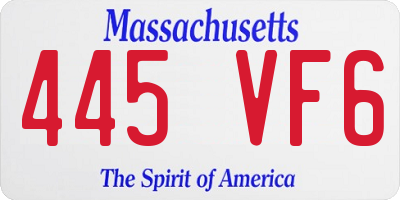MA license plate 445VF6