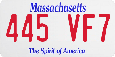 MA license plate 445VF7