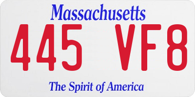 MA license plate 445VF8